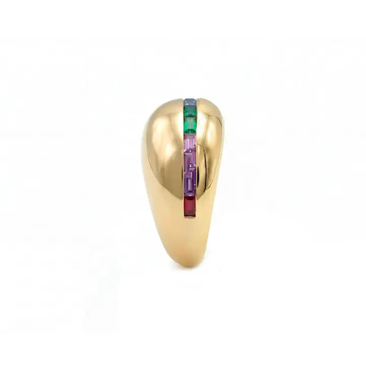 Anillo de circonita multicolor acabado en oro amarillo de 18 k - Desia LUXENTER - JOYERIA AMAZ JOYAS
