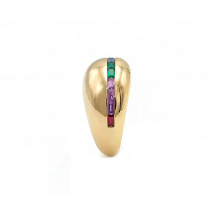 Anillo de circonita multicolor acabado en oro amarillo de 18 k - Desia LUXENTER - JOYERIA AMAZ JOYAS