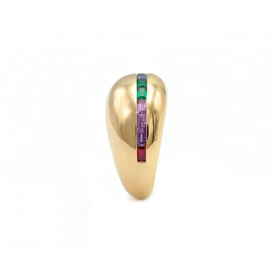 Anillo de circonita multicolor acabado en oro amarillo de 18 k - Desia LUXENTER - JOYERIA AMAZ JOYAS