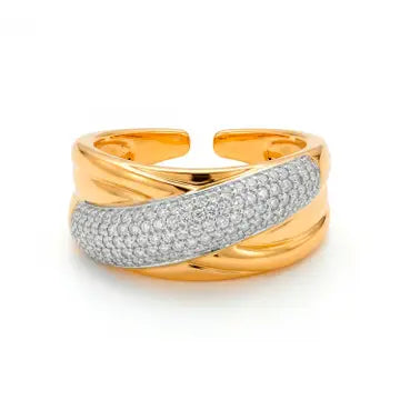 Anillo de circonita brillante acabado en oro amarillo de 18 k - Samoi LUXENTER - JOYERIA AMAZ JOYAS
