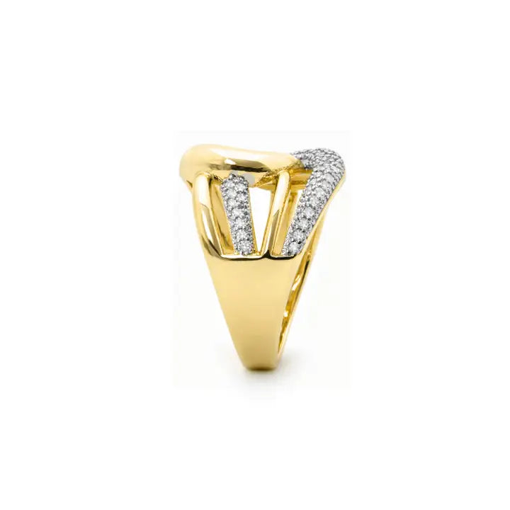 Anillo de circonita brillante acabado en oro amarillo de 18k - Nava LUXENTER - JOYERIA AMAZ JOYAS