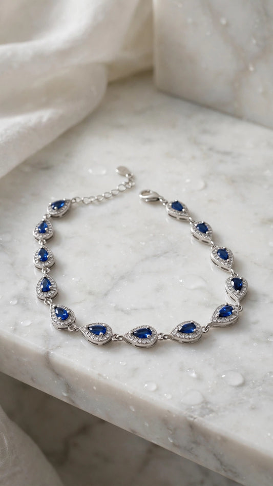 Pulsera  Plata de Ley de 925 con una Piedras de Zafiro