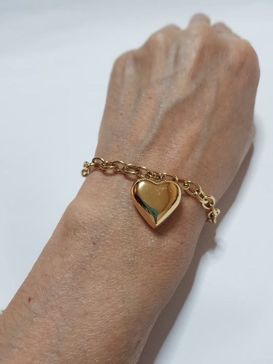 Pulsera de Acero con Corazon para Mujer